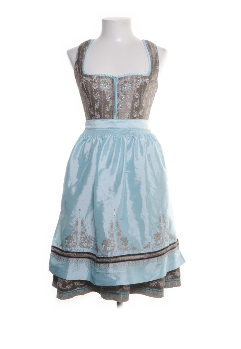Dirndl storlek 34, ljusbrun och turkos 