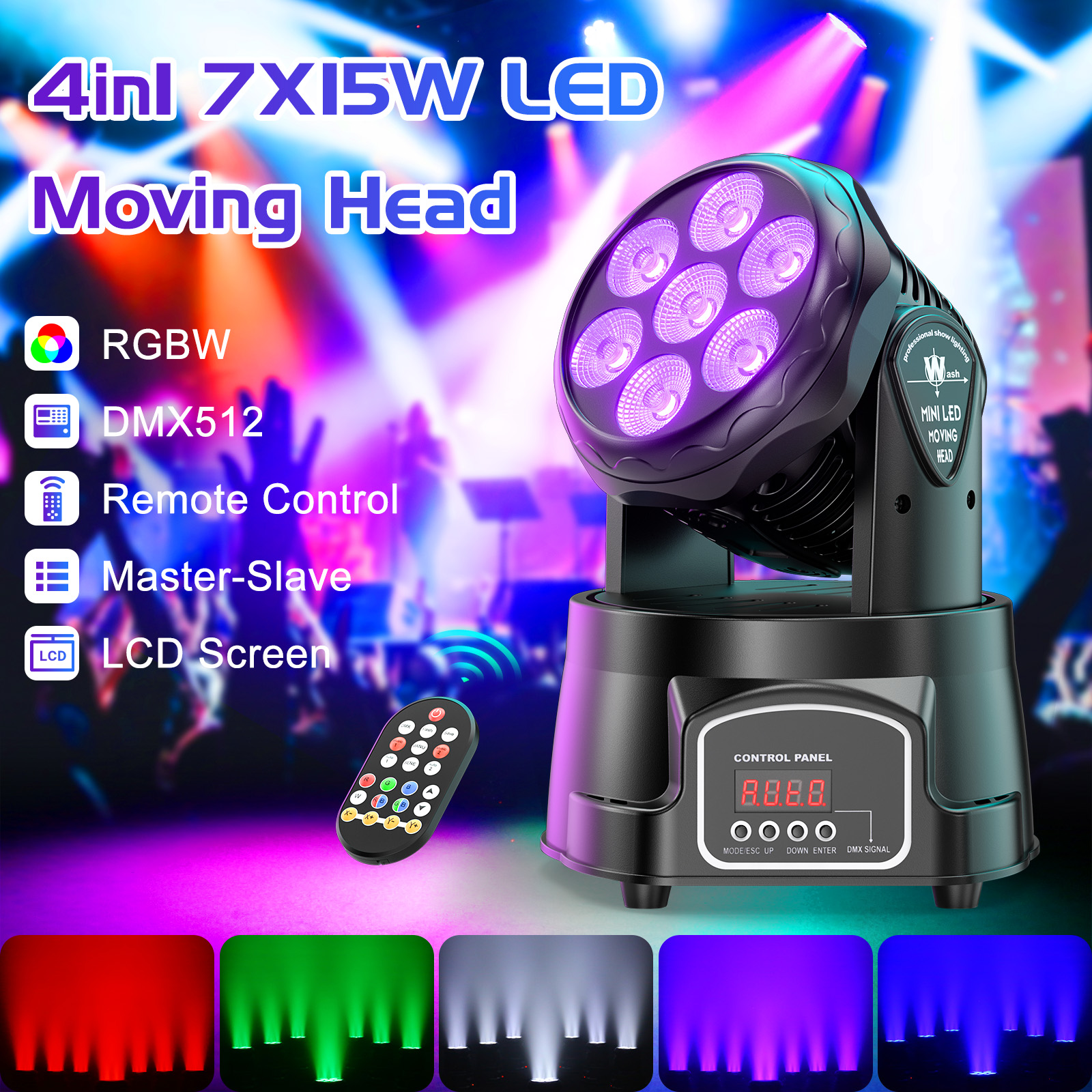 2x rgbw led moving head spotit 105w