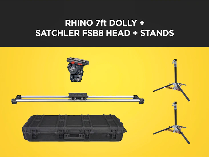 Rhino camera dolly 7ft -10.5ft + sachtler fsb8 tripod head + stands (like dana dolly)