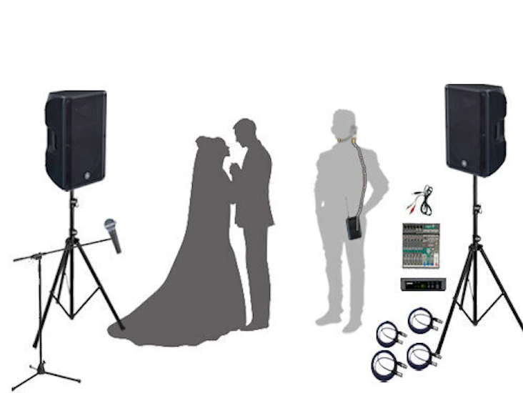 Bröllops ljudsystem inkl allt högtalare, ljus och mick