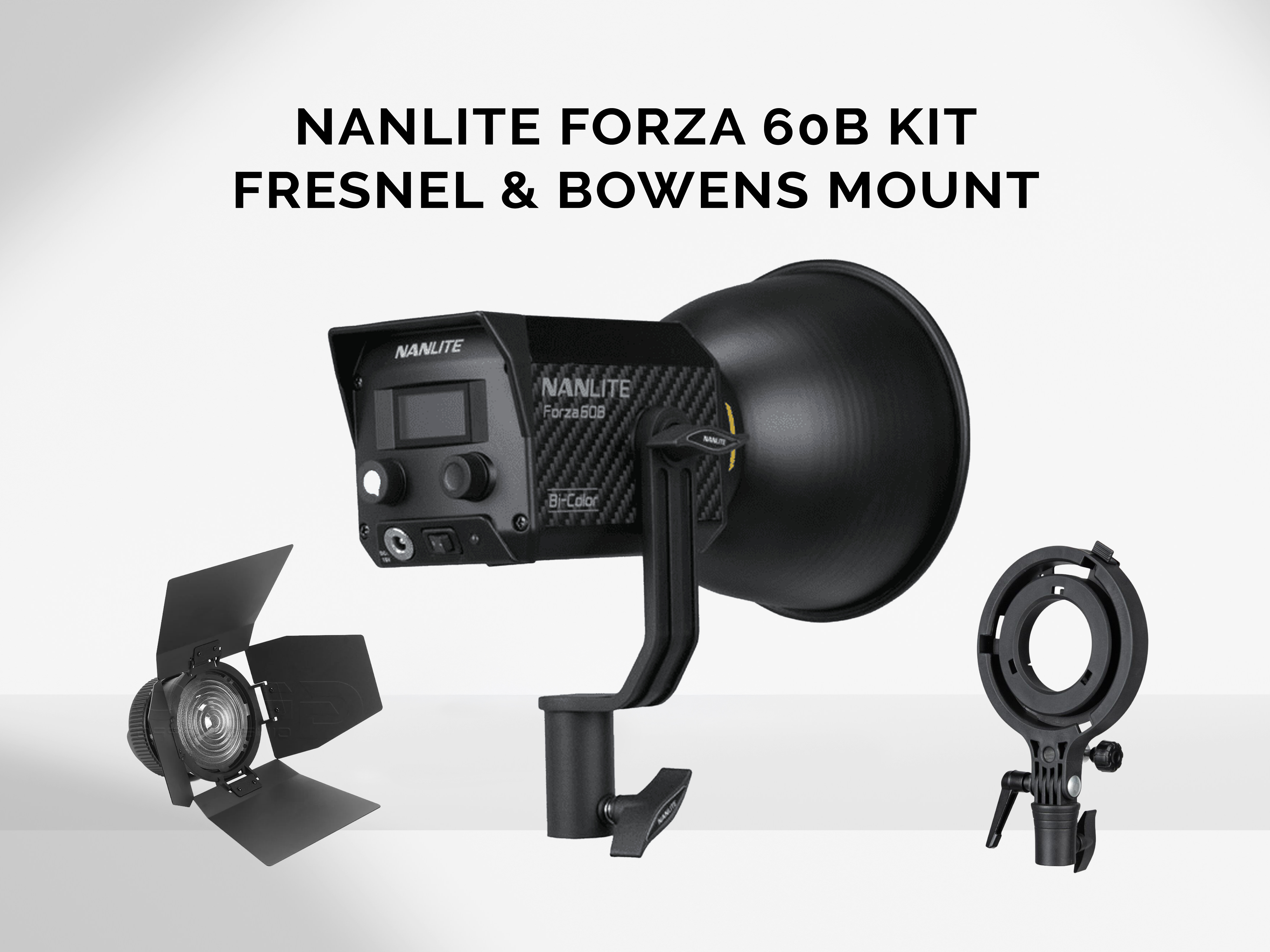 Nanlite forza 60b led spotlight bi-colour and fresnel lens
