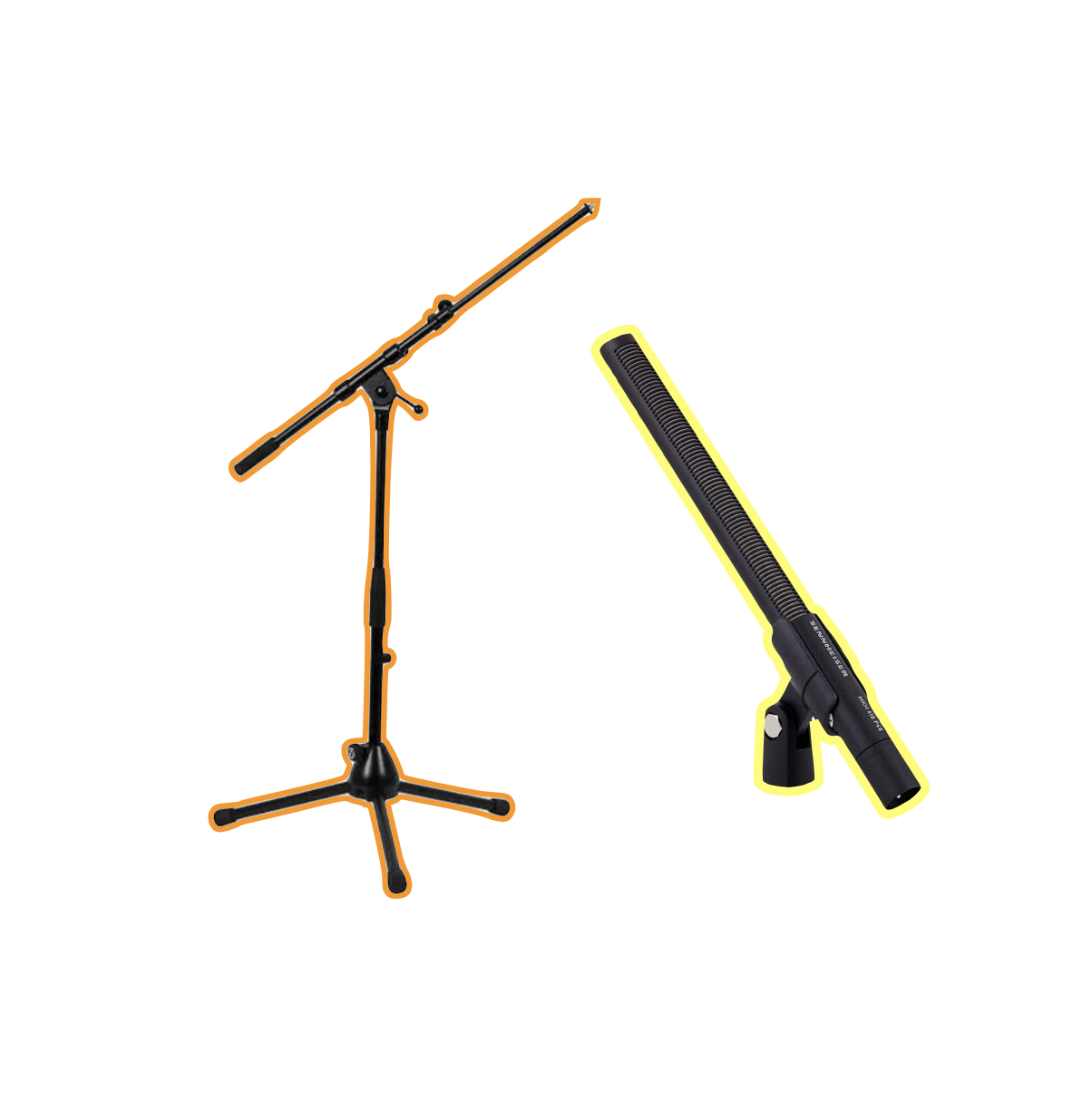 Sennheiser mkh 416 p48 shotgun microphone + stands