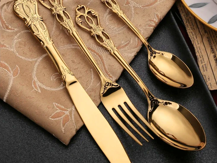 Gold 4 pieces cutleries