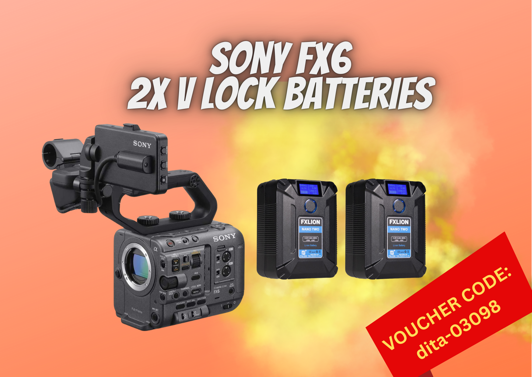 Sony fx6 full-frame cinema camera (body only) + 2x v lock batteries v moun v-lock