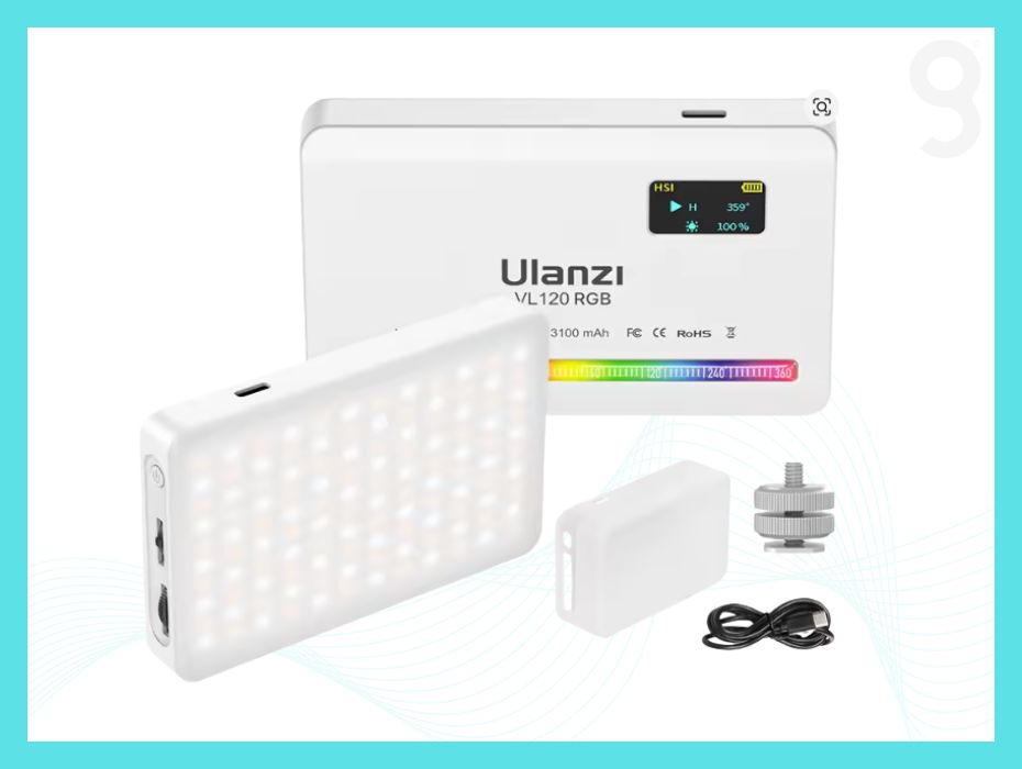 X2 ulanzi vl120 rgb led video fill lights + cold shoe adaptor 