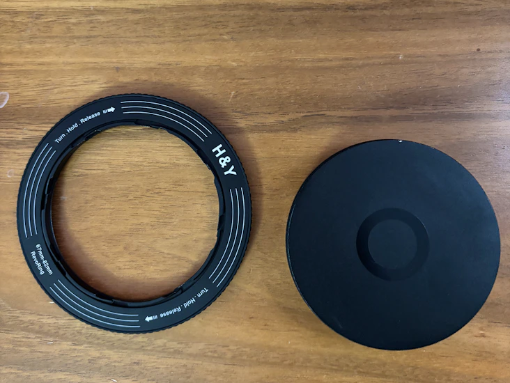 Lens filter and step-down ring.