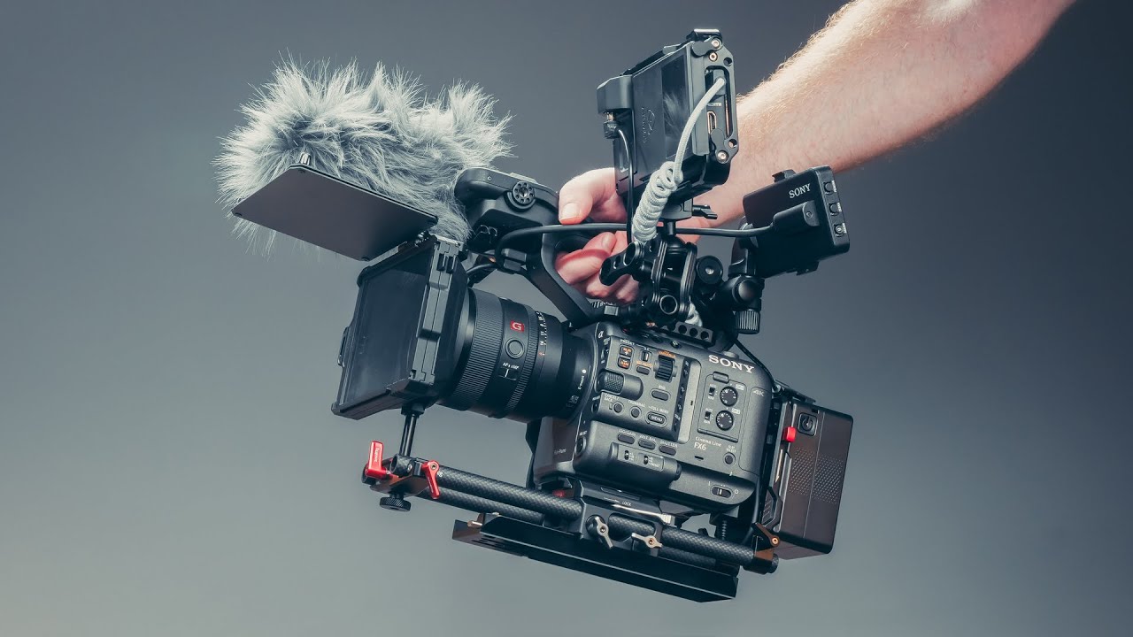 Sony fx6 cinema camera 4k 120fps - body with cage + batteries + cards