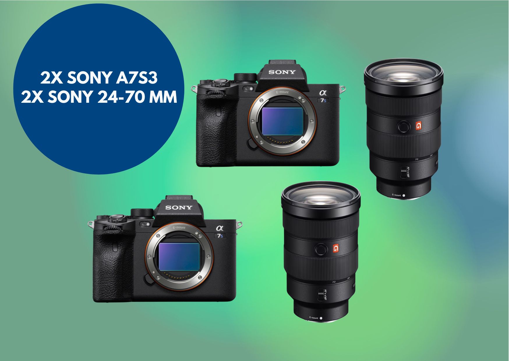 2x sony a7s3 + 2x sony 24 70 mm lens