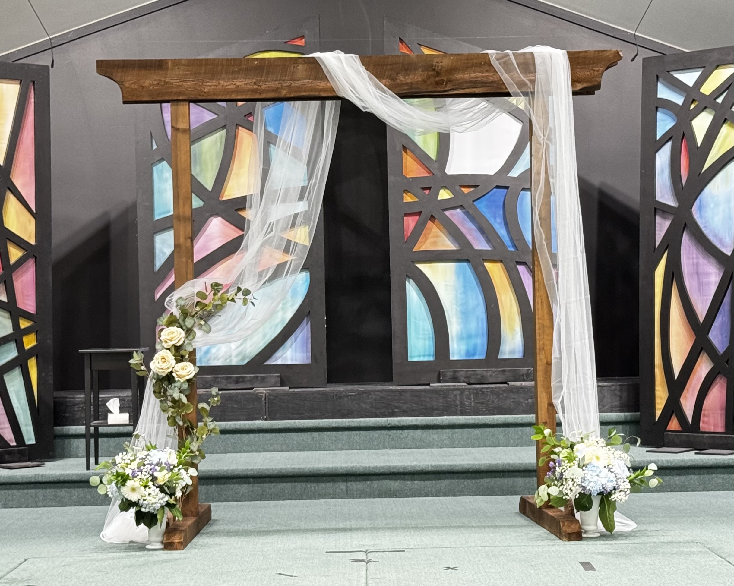 Wooden trellis for wedding arch