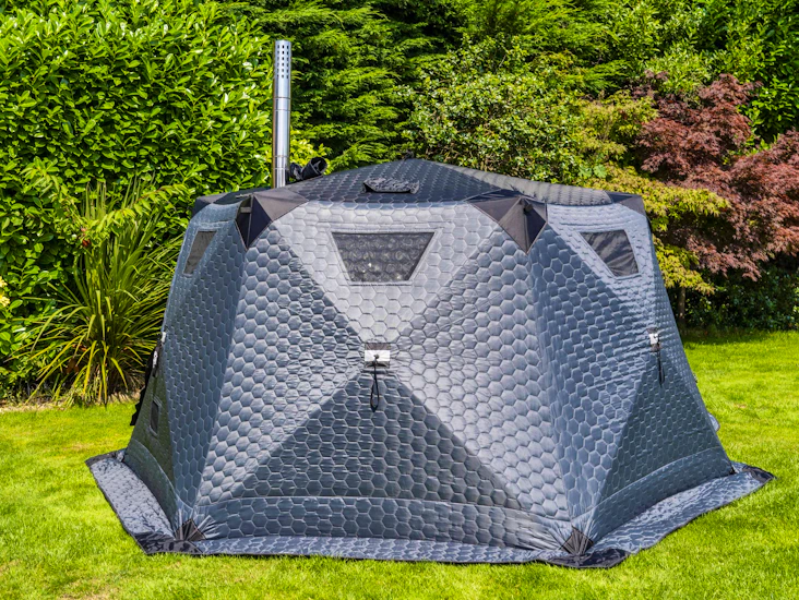 Hexxl portable sauna tent package (8–10 people) + portable cold plunge pool