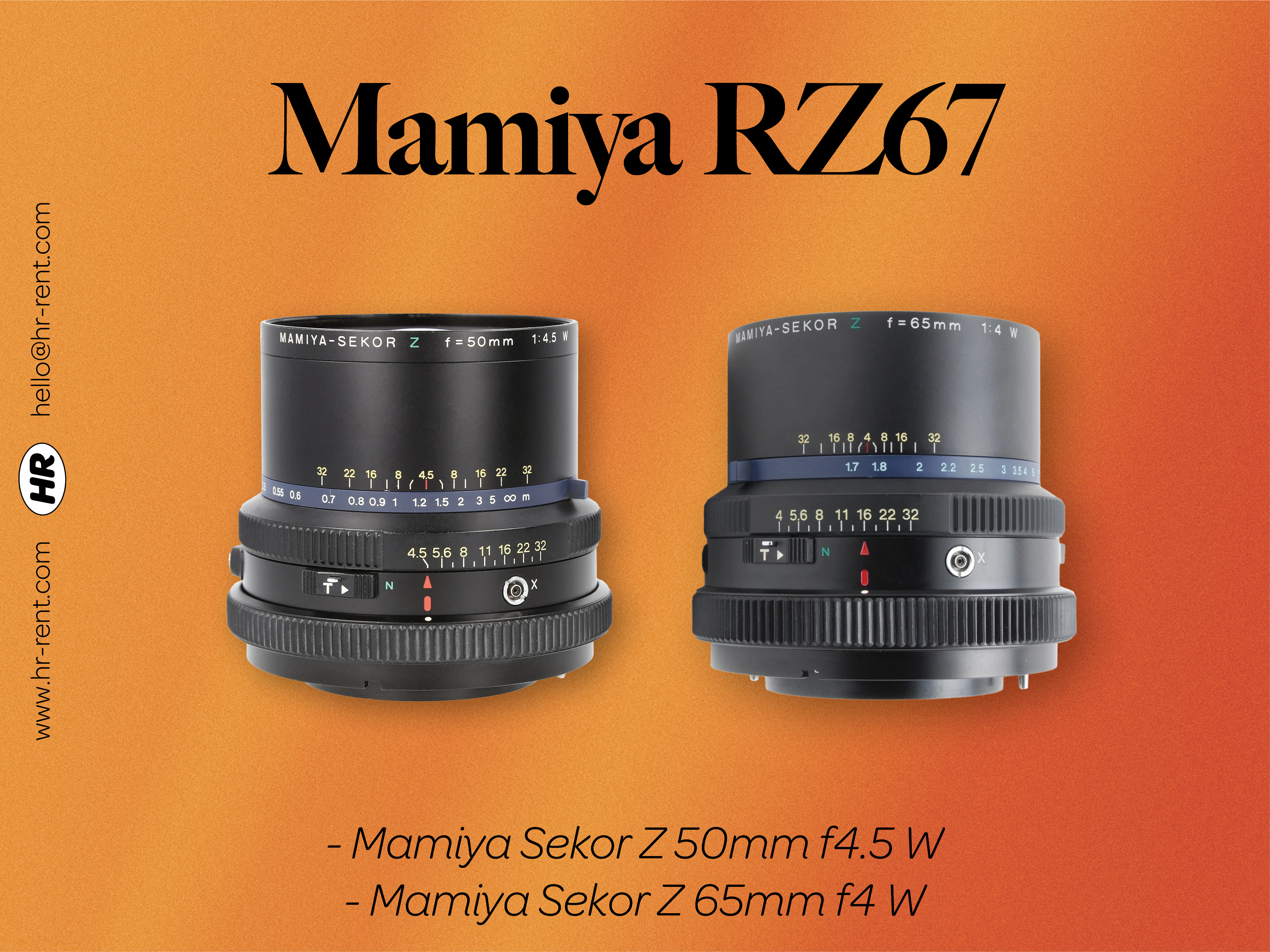 Mamiya sekor z 50mm f4.5 w + 65mm f4 w lenses (mamiya rz67 pro ii)