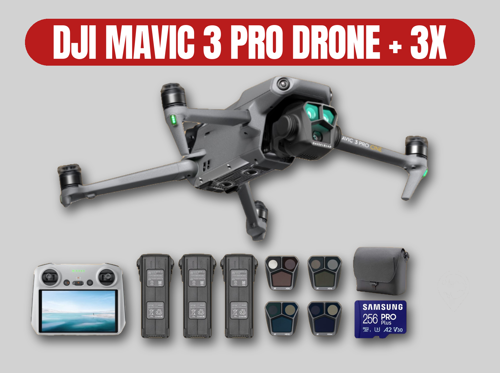Dji mavic 3 pro drone | rc controller / 3 batteries / nd filters / 256gb sd card
