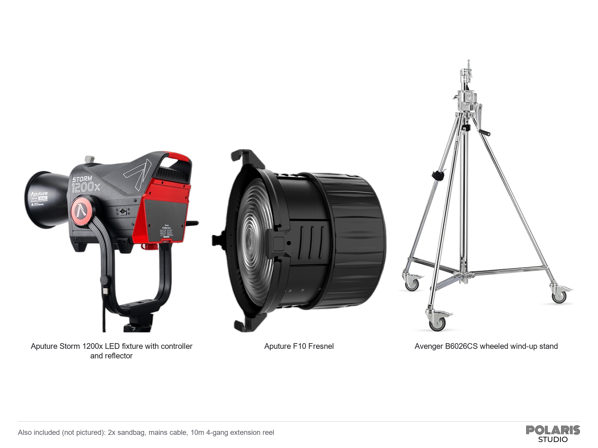 Aputure storm 1200x 1200w led with f10 fresnel and wind-up stand, for big sets