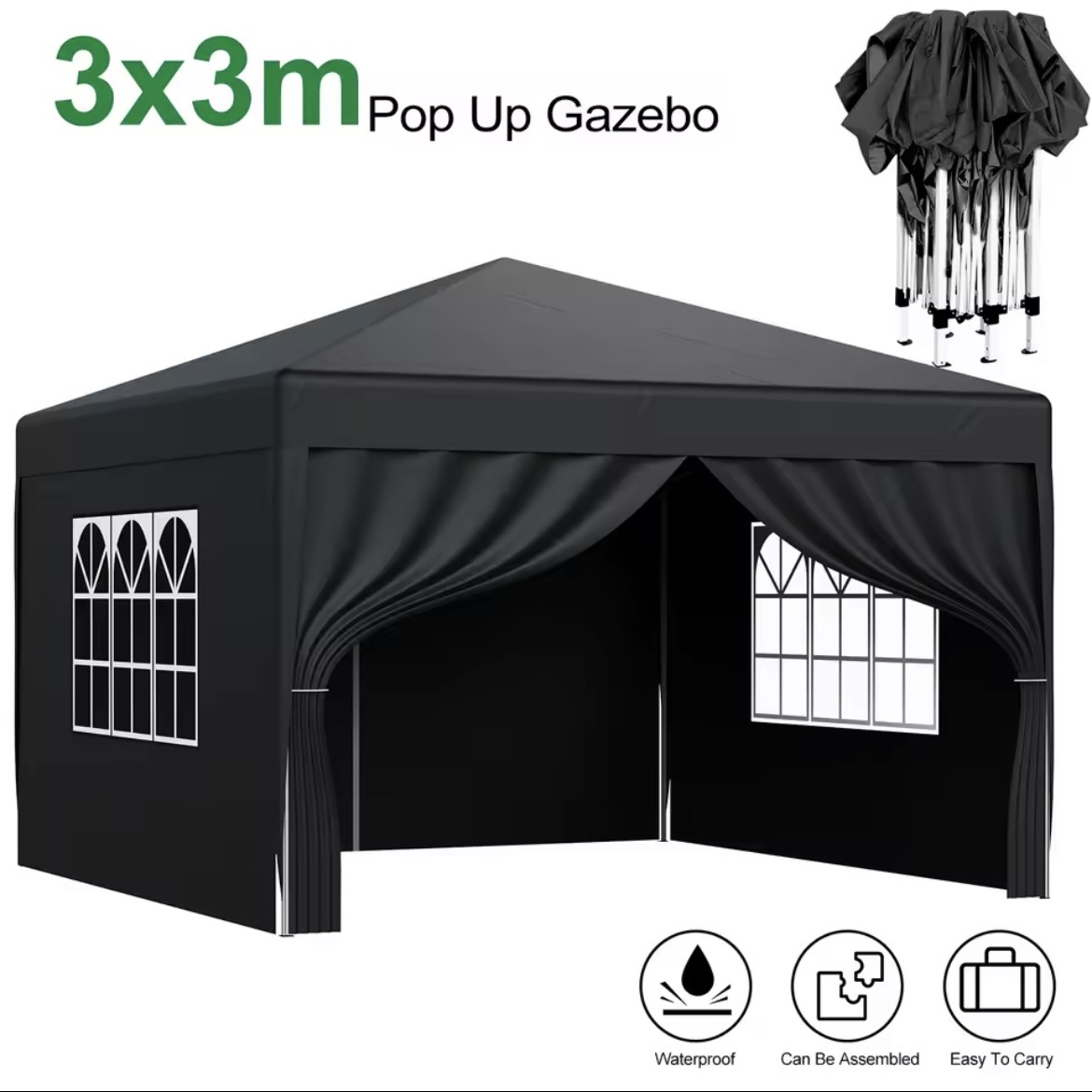 3x3 gazebo - black