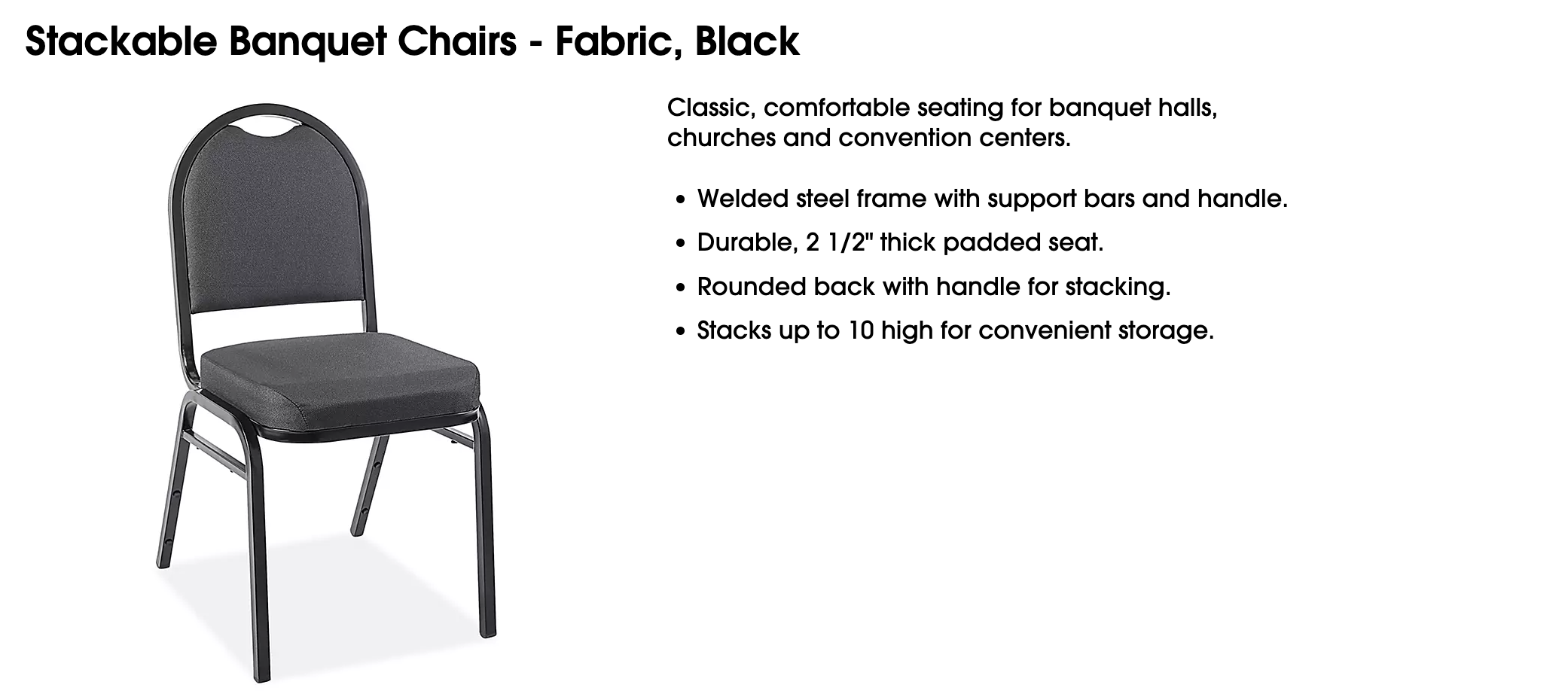 12 banquet chairs - fabric, black free delivery