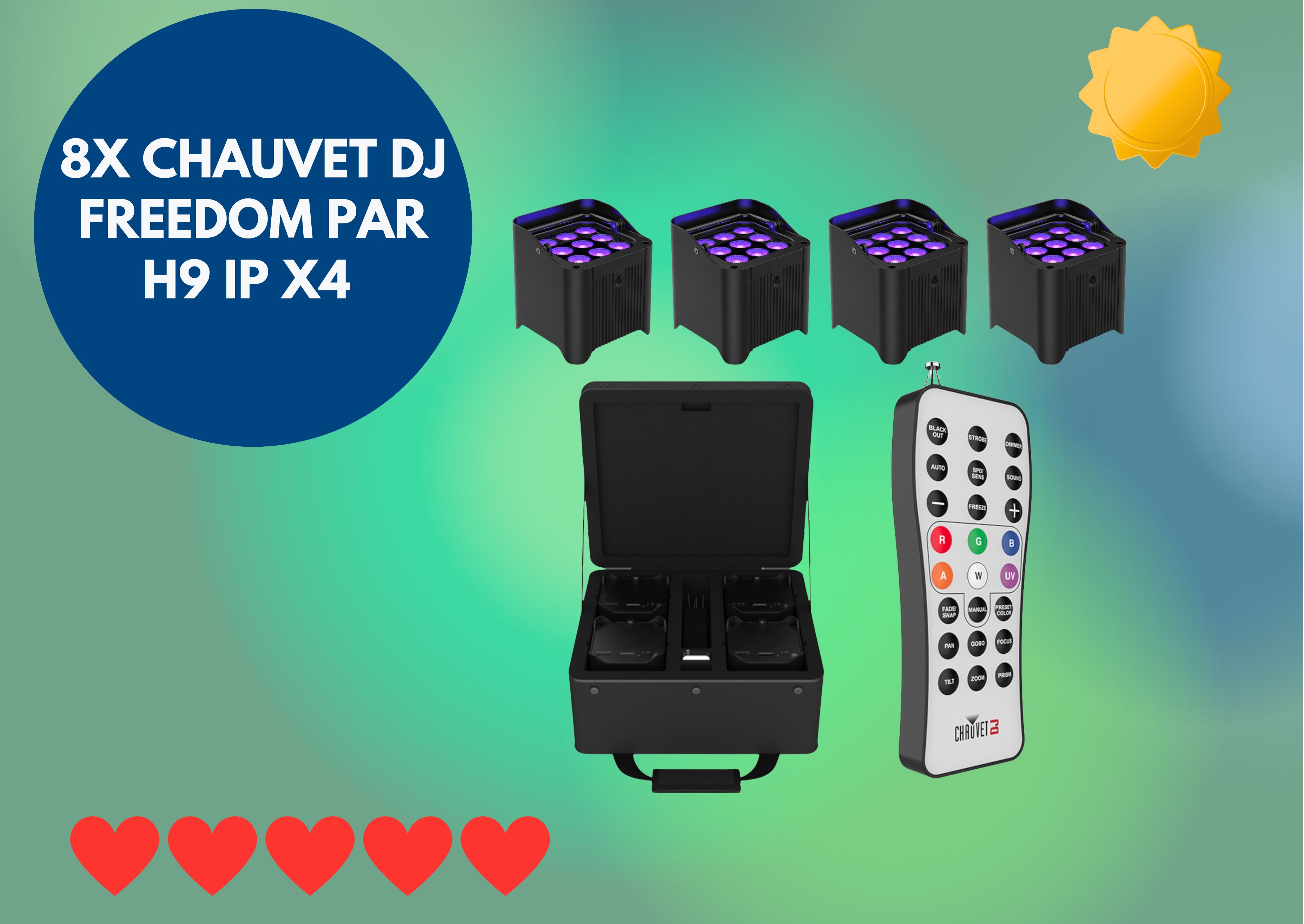 8x chauvet dj freedom par h9 ipx4 led lights