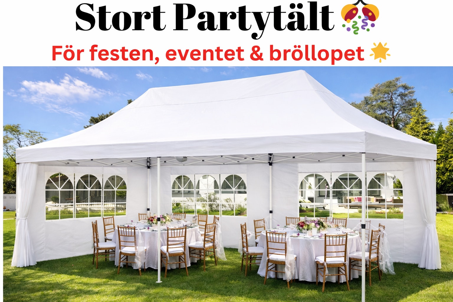 3# partytält 3x6 m 20-30 personer