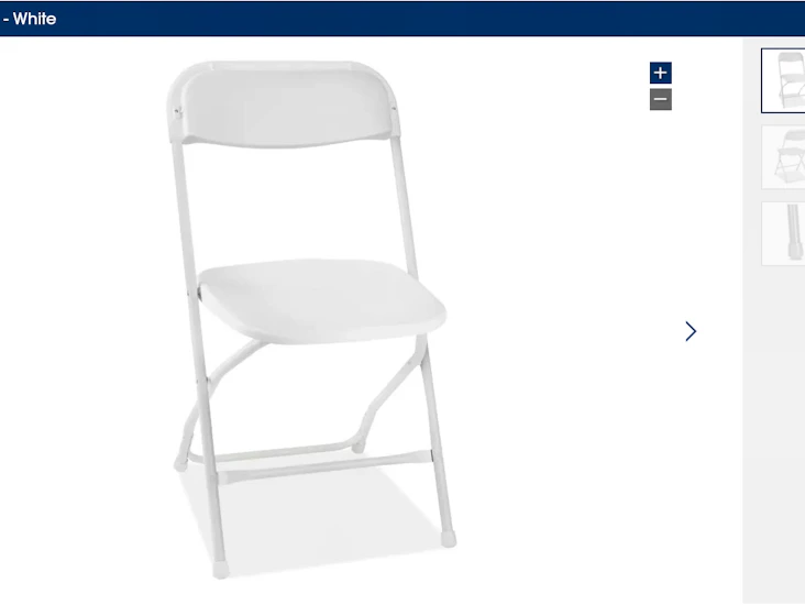 White foldable event chairs