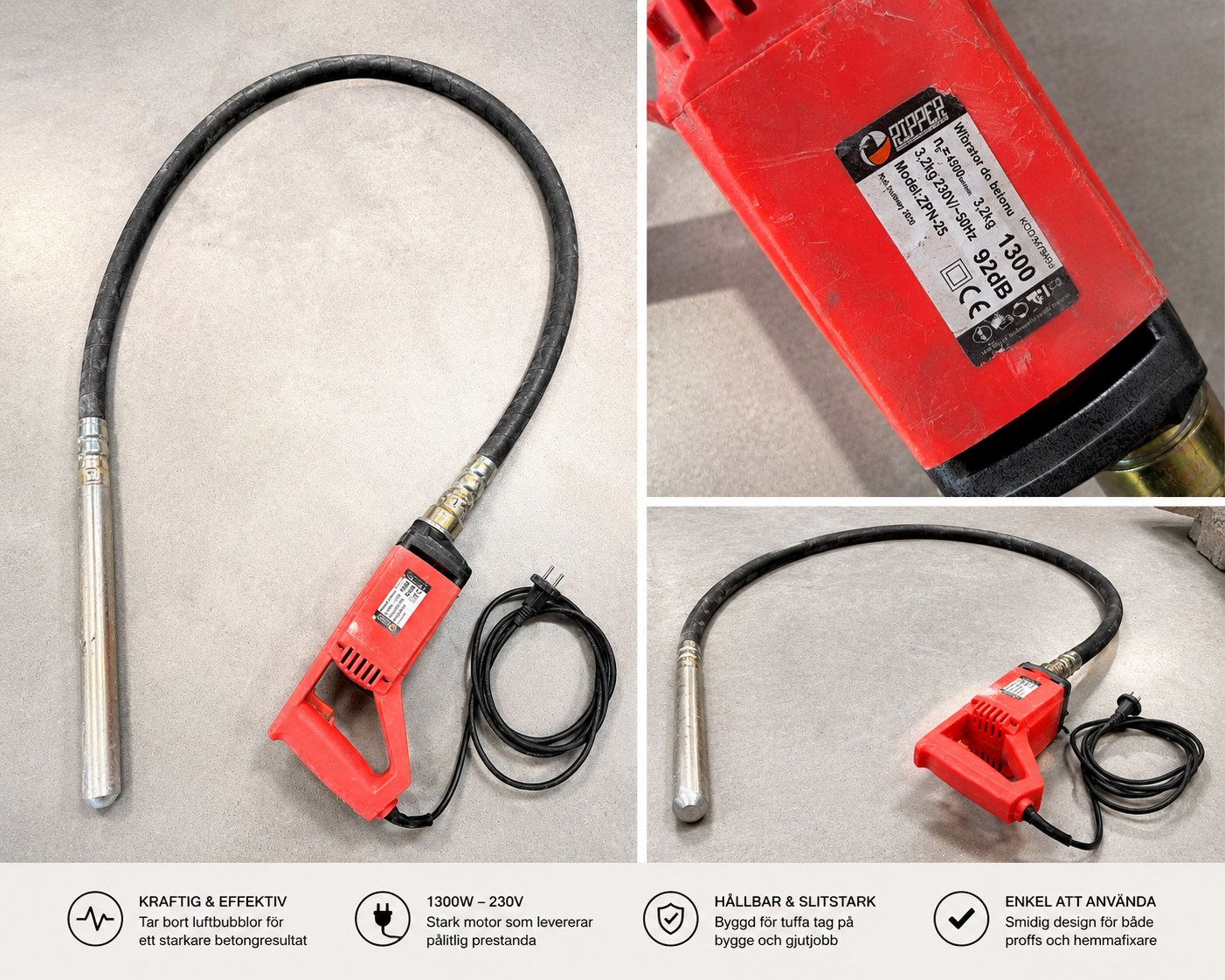 Betongvibrator / stavvibrator 1300w