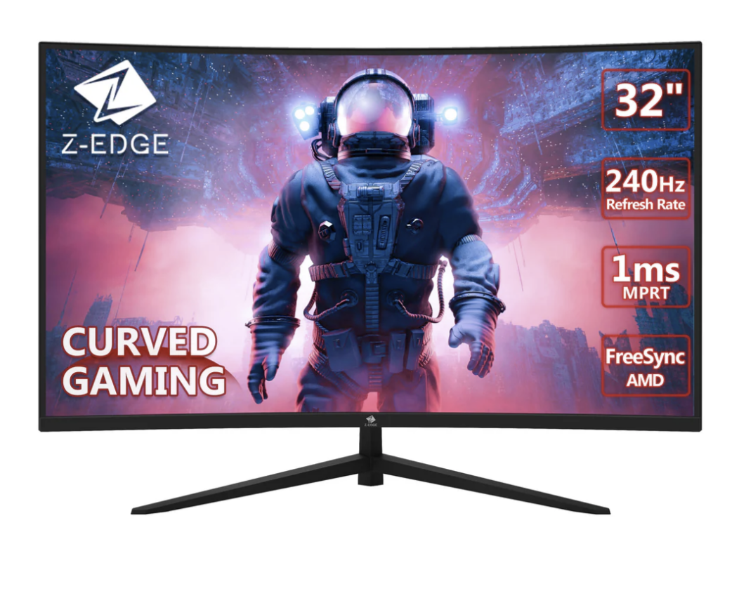 32 inch curved gaming monitor 240hz 1ms mprt full hd 16:9 curved screen frameless led monitor, ultra-thin bezel, freesync, displayport & hdmi, black