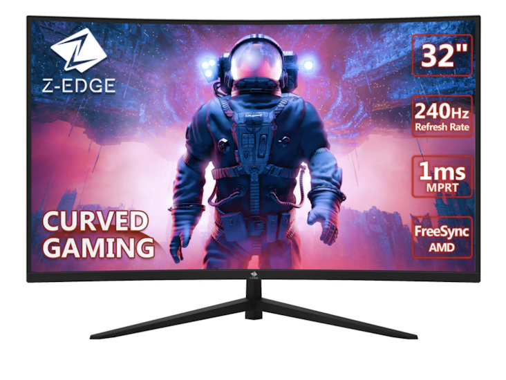 32 inch curved gaming monitor 240hz 1ms mprt full hd 16:9 curved screen frameless led monitor, ultra-thin bezel, freesync, displayport & hdmi, black