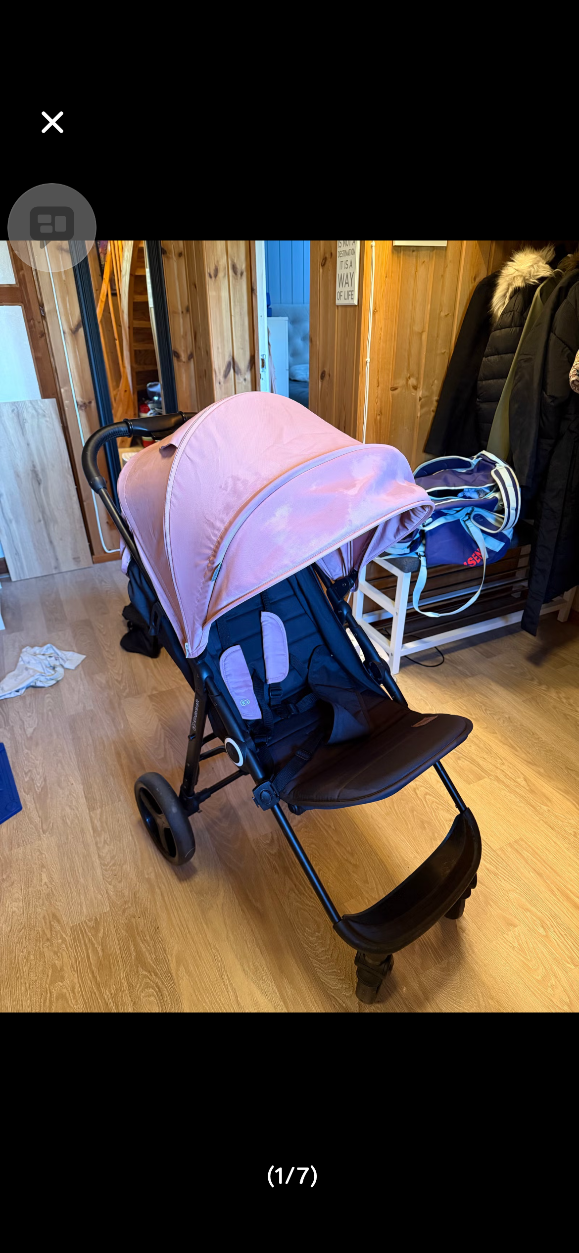 Leier ut barnevogn / trille – rosa og svart