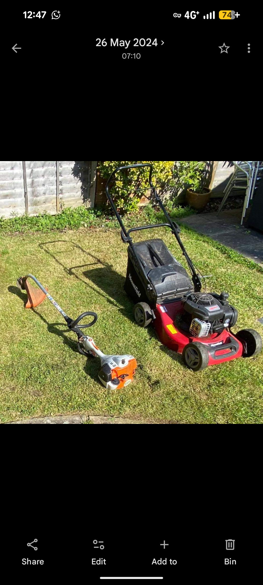 Petrol lawnmower self propelled 