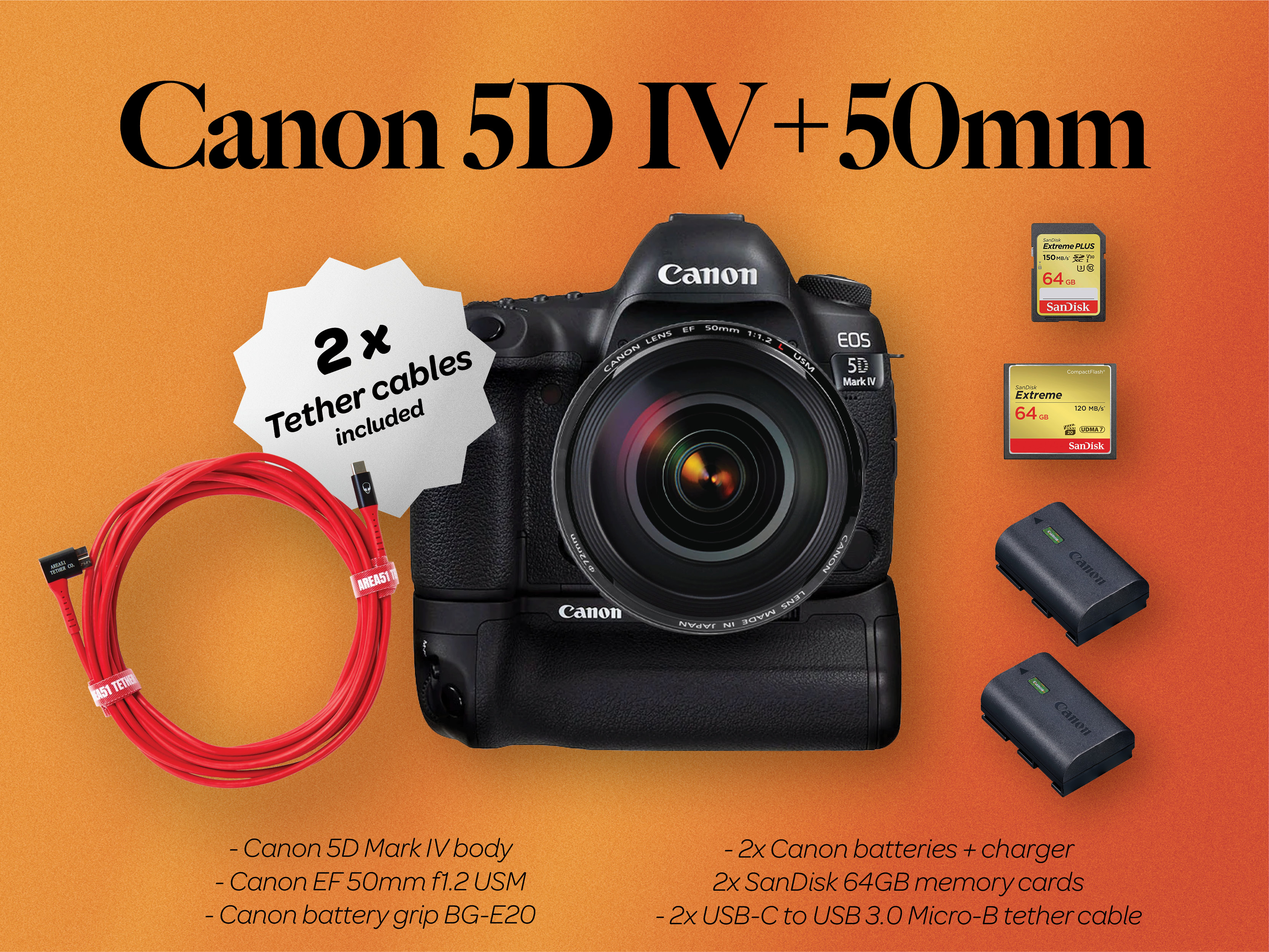 Canon 5d mark iv body + ef 50mm f1.2 + battery grip (canon 5d iv 50 1.2)
