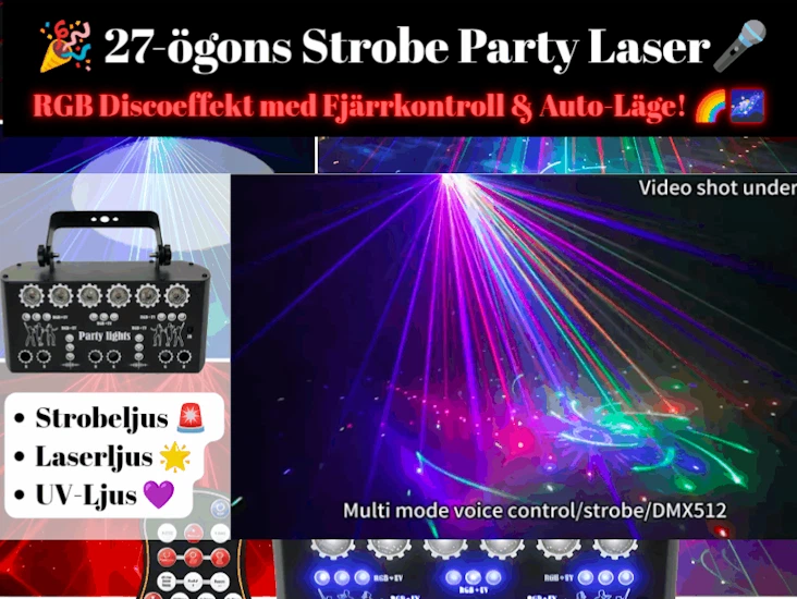 1: 🎉 27-ögons strobe partyljus/laserljus – rgb discoeffekt med fjärrkontroll & auto-läge! 🌈