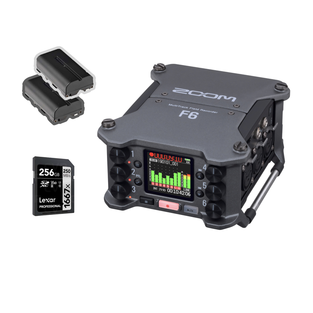 Zoom f6 field recorder | channel audio recorder, multitrack portable mixer