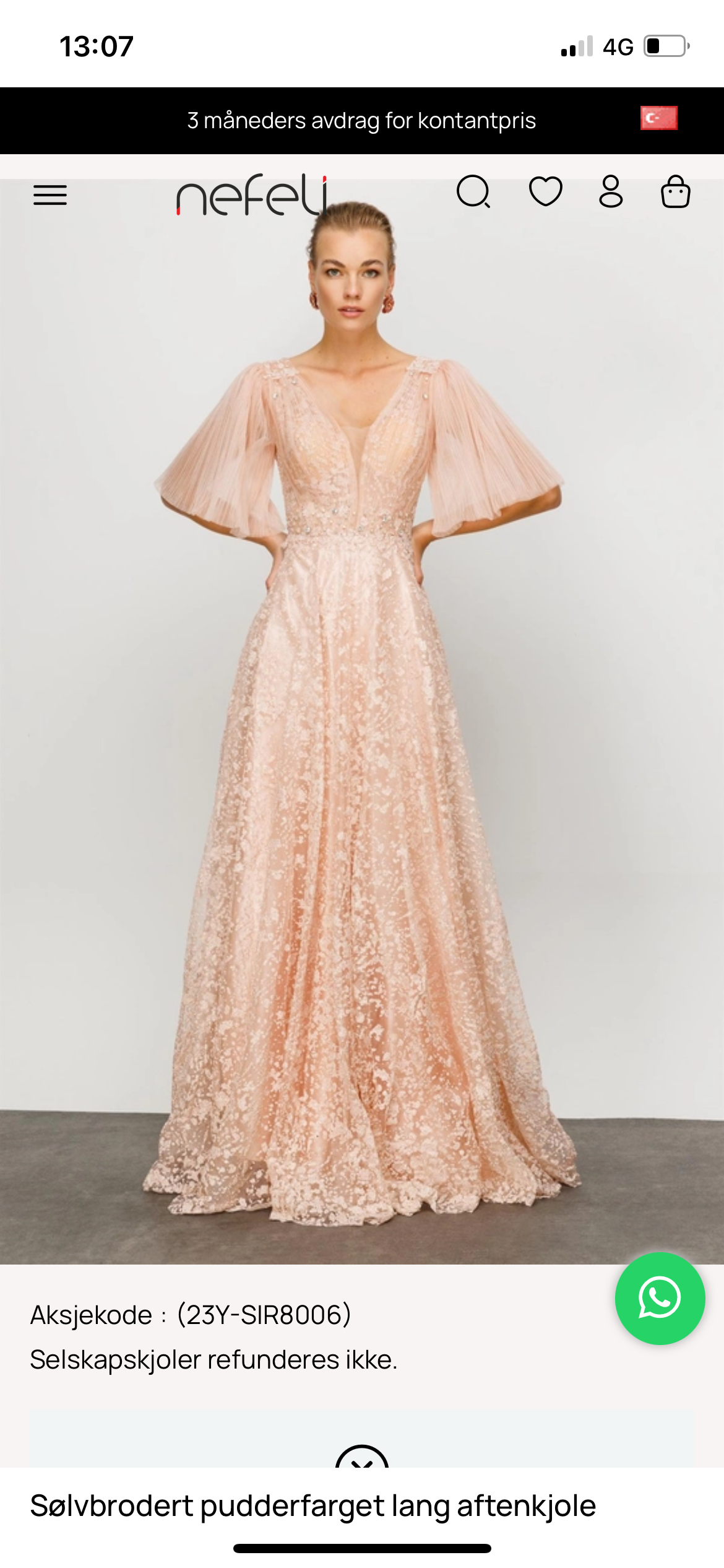 Nydelig lys rosa ballkjole