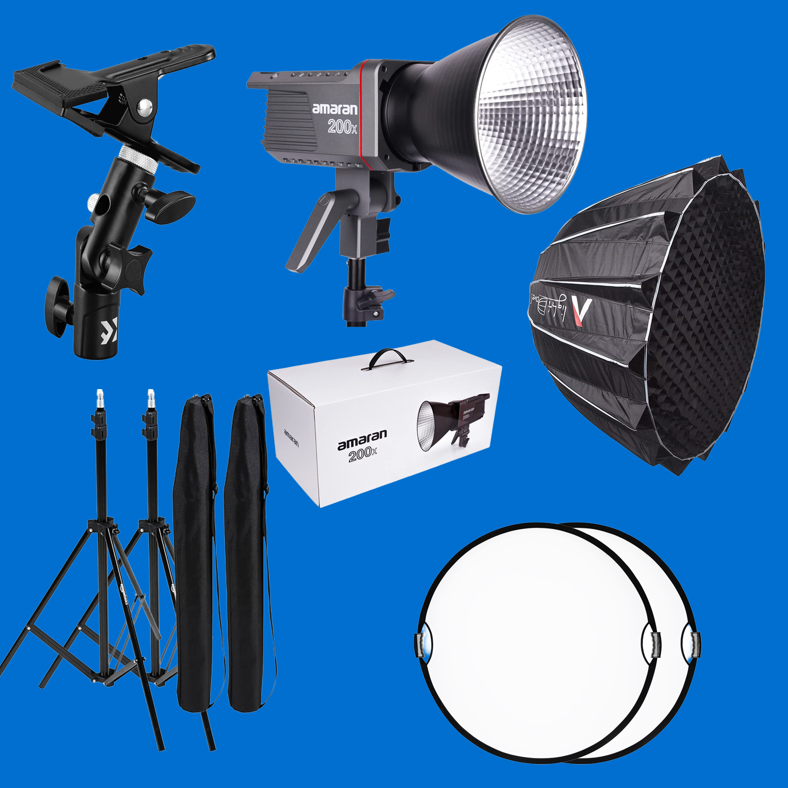 Apurture 200x + light dome se + x2 stands and x2 diffusers + clips