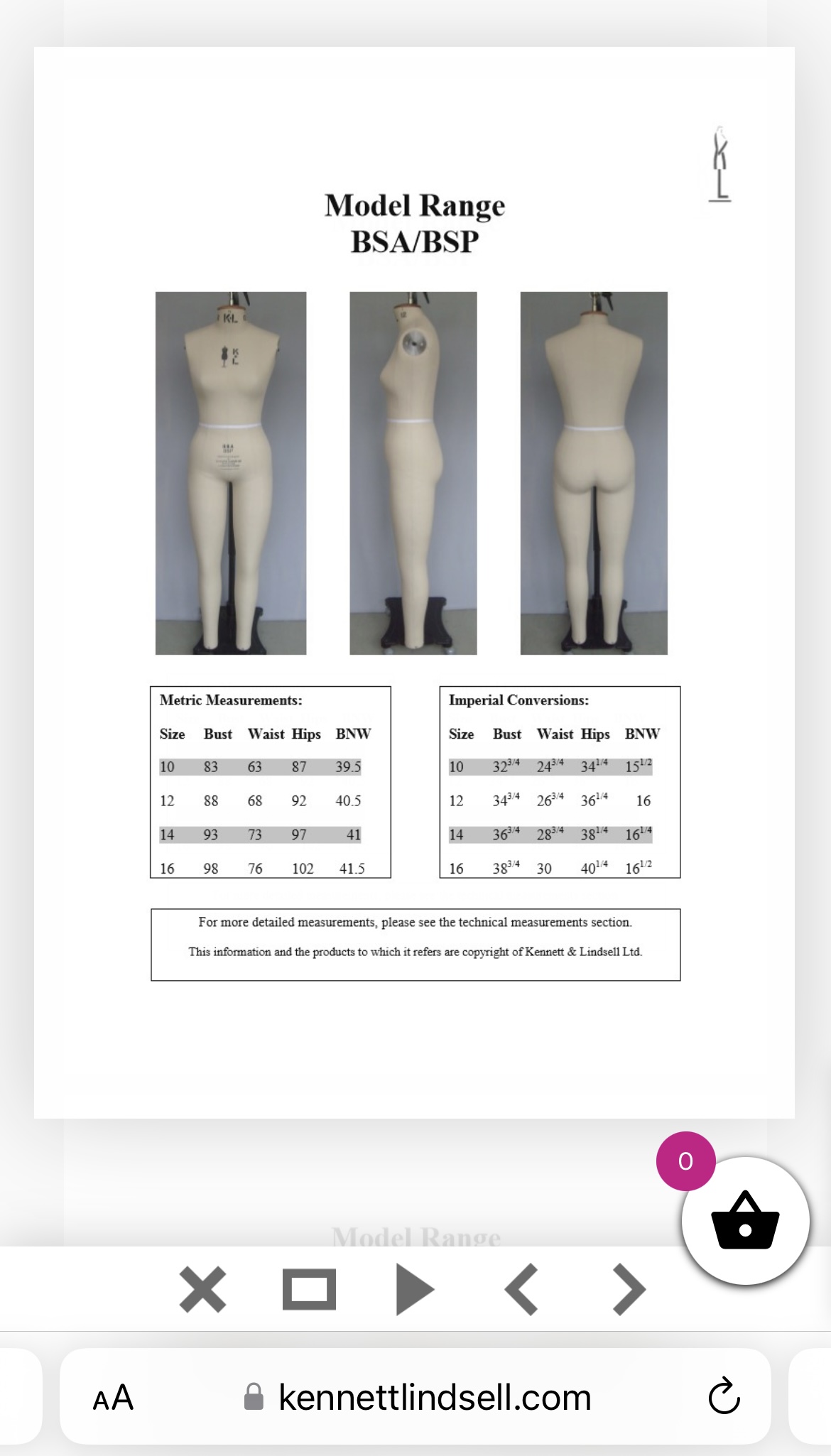 Kennett & lindsell full body seamstress mannequin