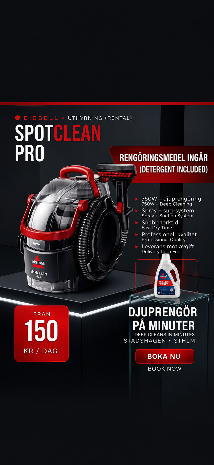 Hyr bissell spotclean pro – matt & textiltvätt carpet & upholstery cleaner - wet vacuum cleaner 