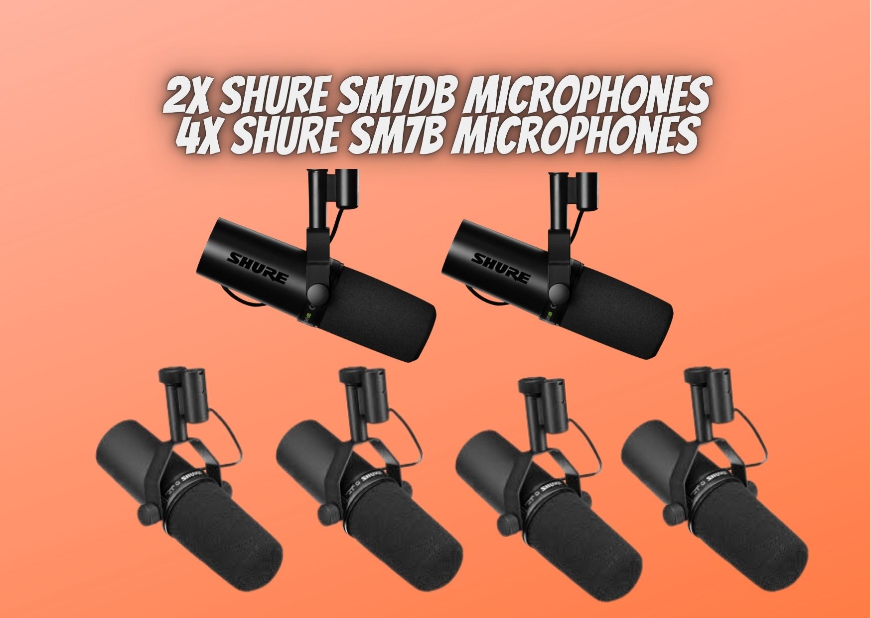 2x shure sm7db dynamic studio microphone  + 4x shure sm7b dynamic studio microphone