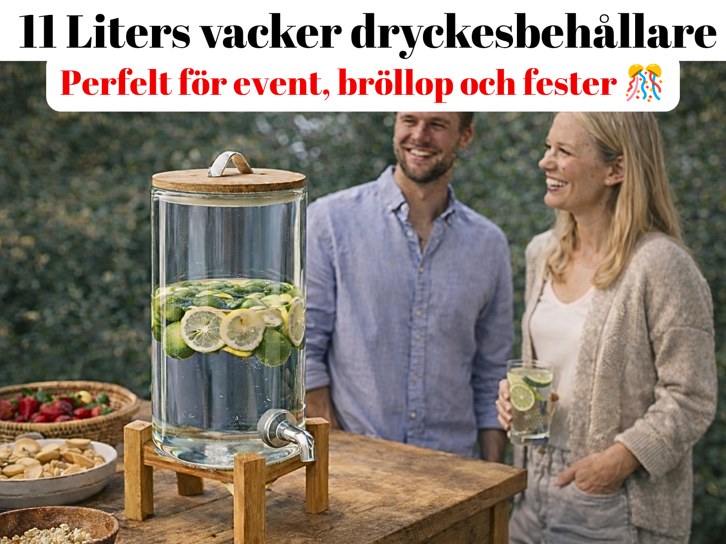 🍹✨ glas dryckesbehållare 11l med kran & stativ – perfekt för fest & event