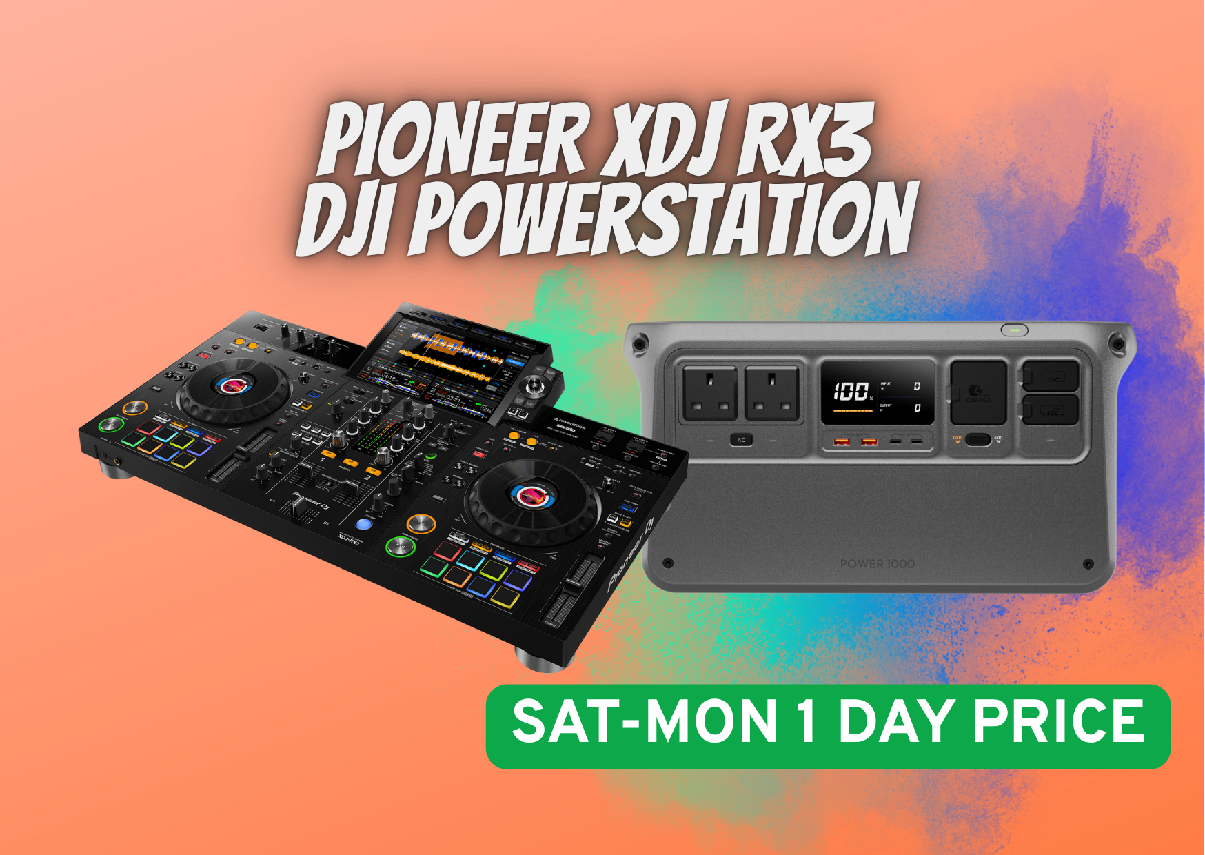 Wireless dj decks pioneer xdj rx3 + dji powerstation 2000 portable dj decks cheap deal party outdoor