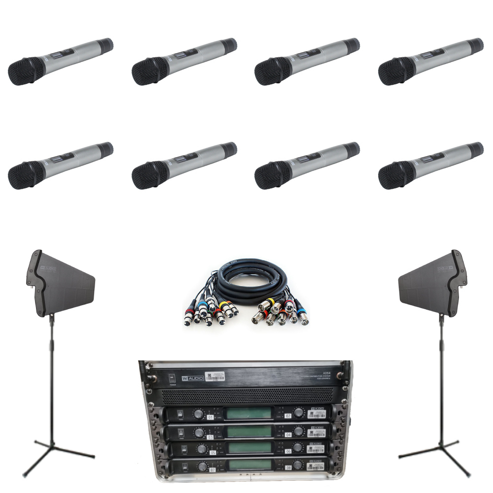 Wireless microphone bundle – 8 handhelds