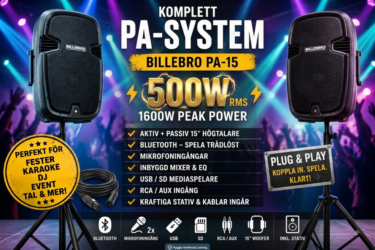 🔊 pa-system för tal, fest & event | 2 högtalare + 2 mikrofoner | upp till 150 p
