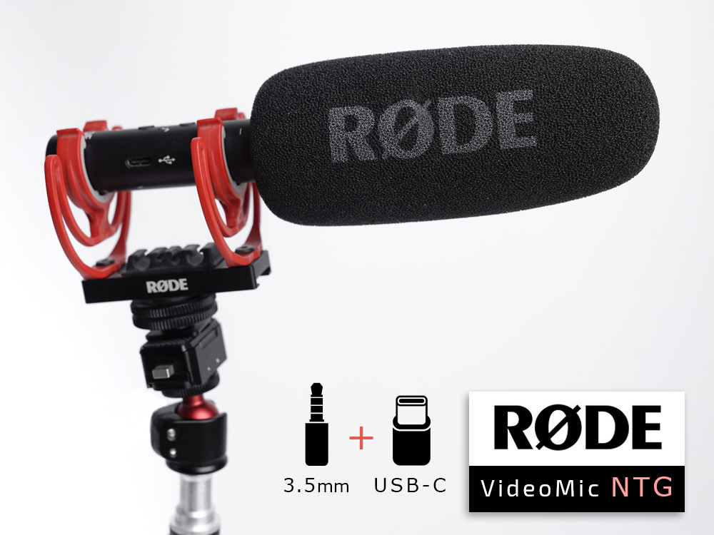 Rode videomic ntg shotgun microphone with usb-c and 3.5mm jack