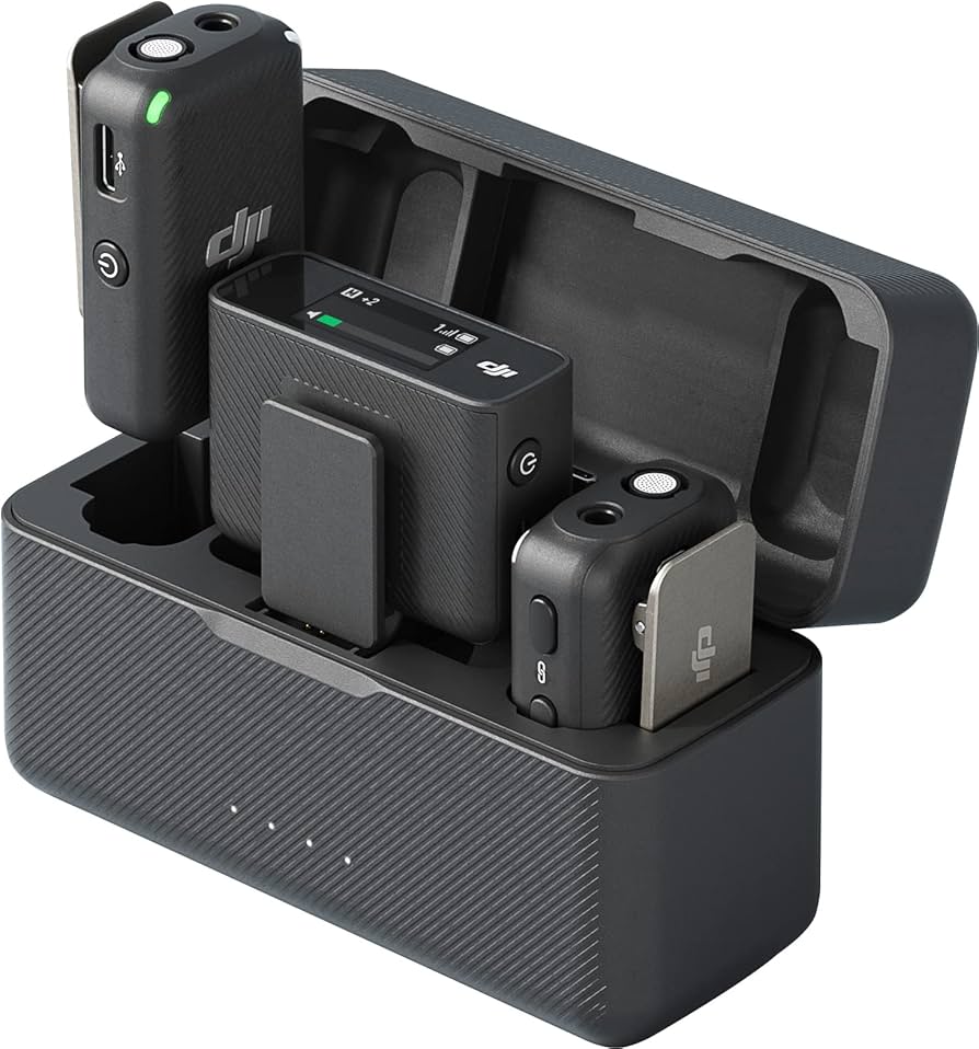 Dji mic wireless dual microphone kit 2 tx + 1 rx + charging case black