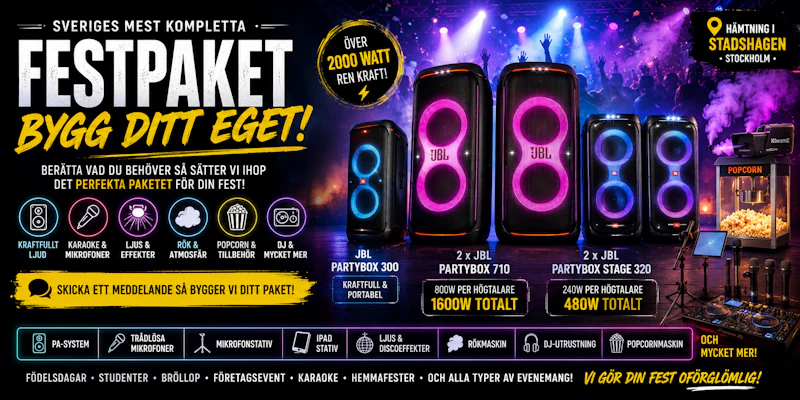 Allt för festen – ljud, karaoke, projektor, ljus & rökmaskin