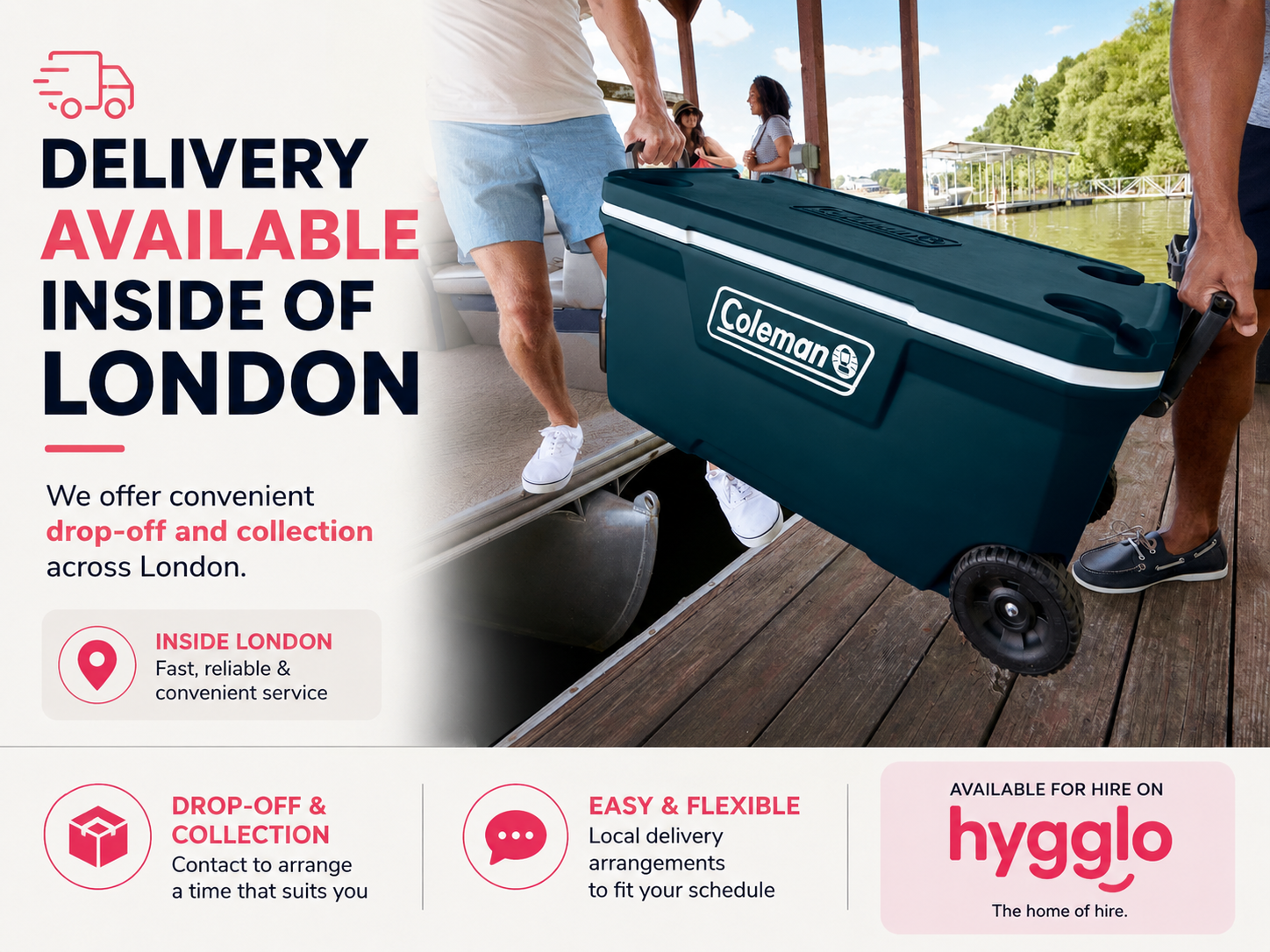 London delivery - coleman xtreme 90l wheeled cooler / ice box – yeti alternative –