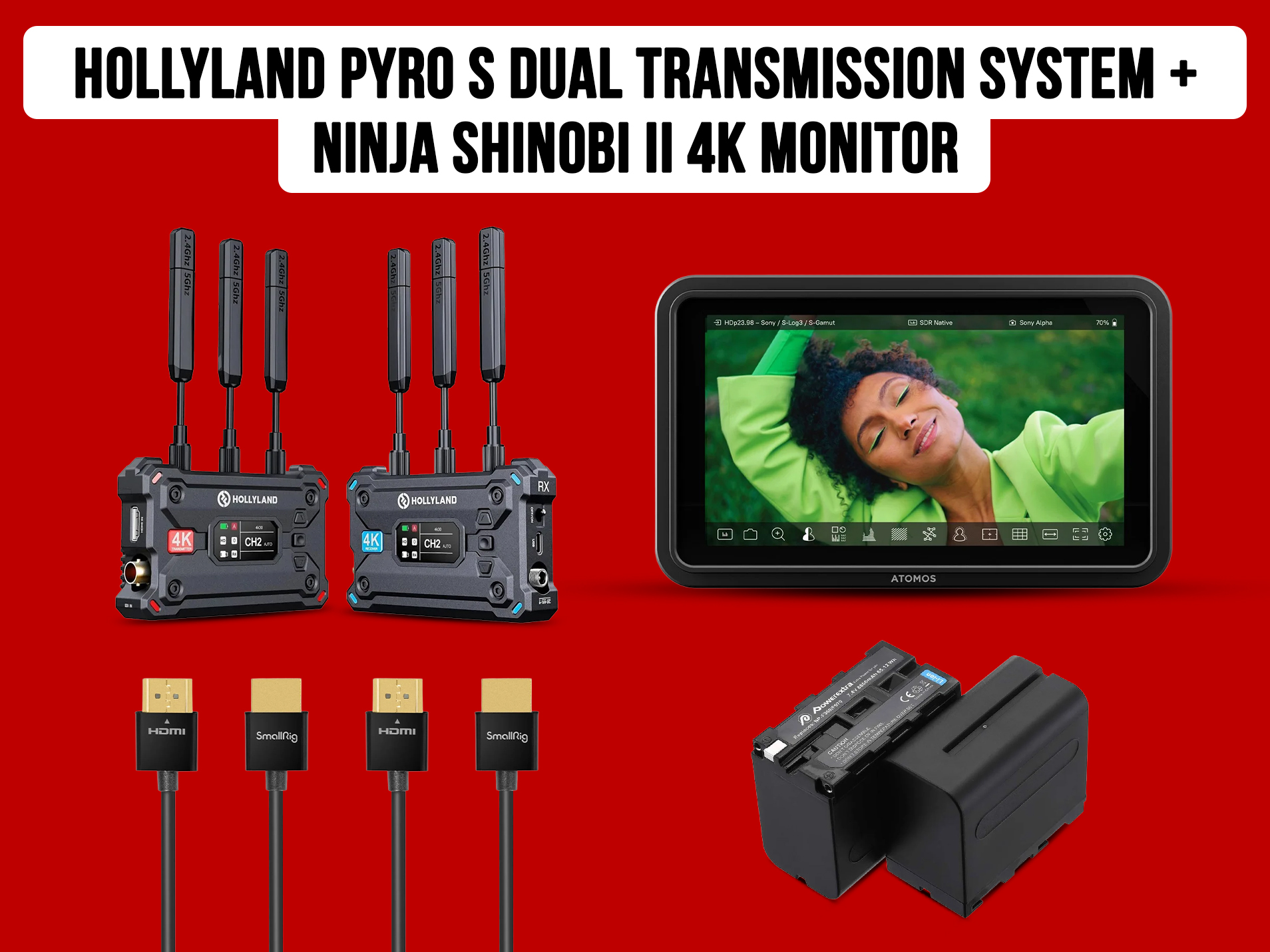 Hollyland pyro s wireless video transmitter & receiver kit | 4k hdmi/sdi image