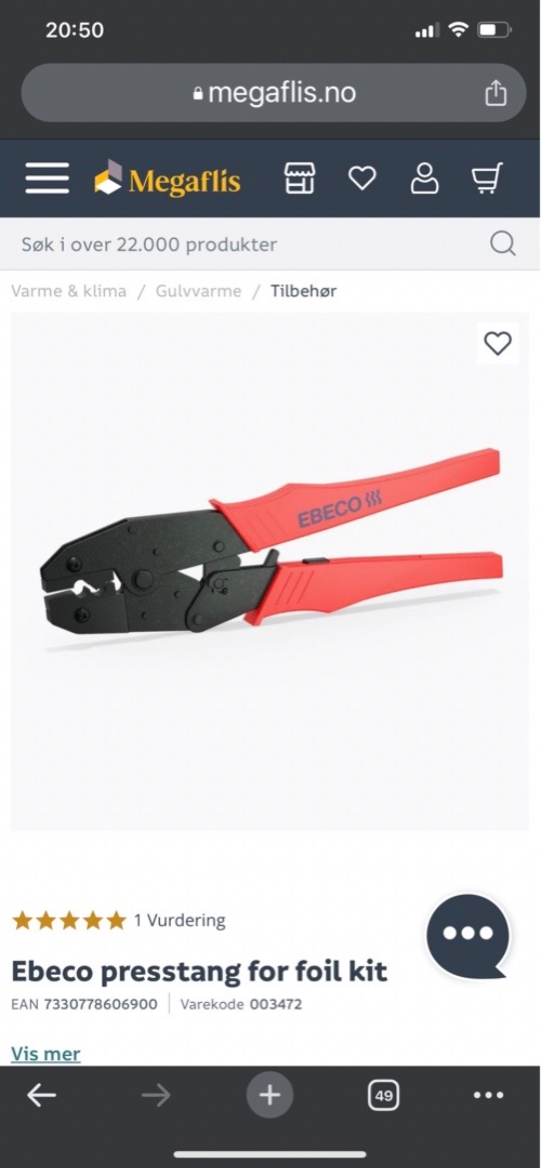 Ebeco presstang for foil kit