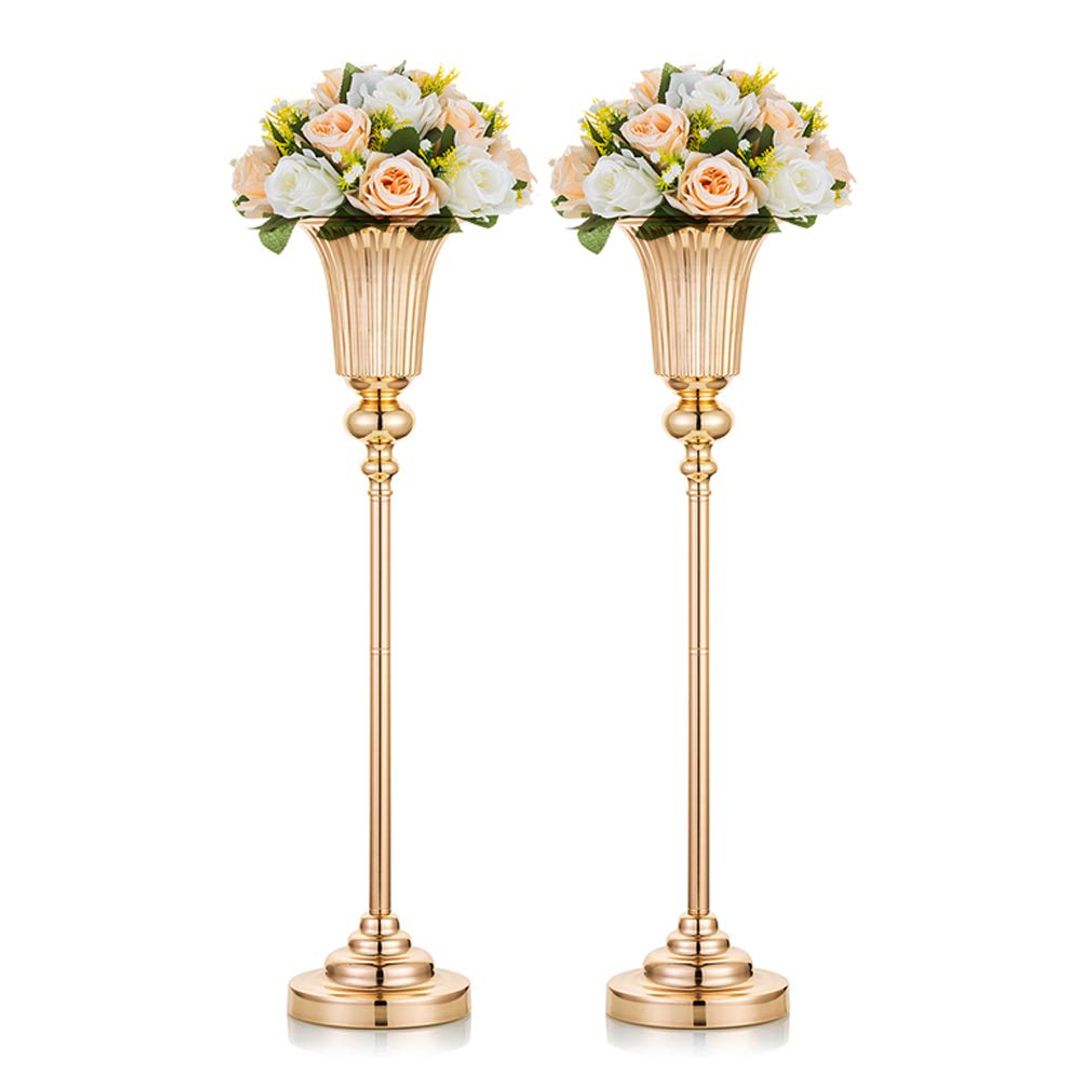 4x gold vase centrepieces tall modern trumpet vases for wedding decor