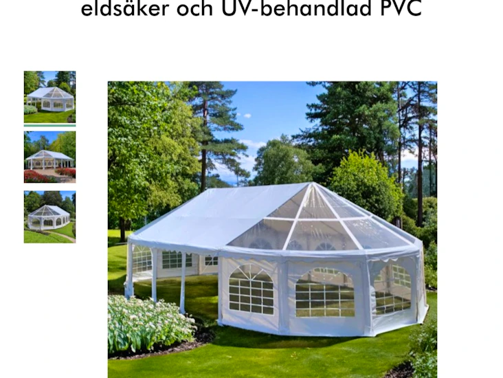 Exklusivt partytält, terrassvärmare, stolar samt släp