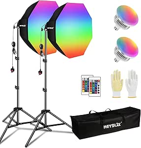 2x 100w bicolor / rgb lights with stands and softboxes
