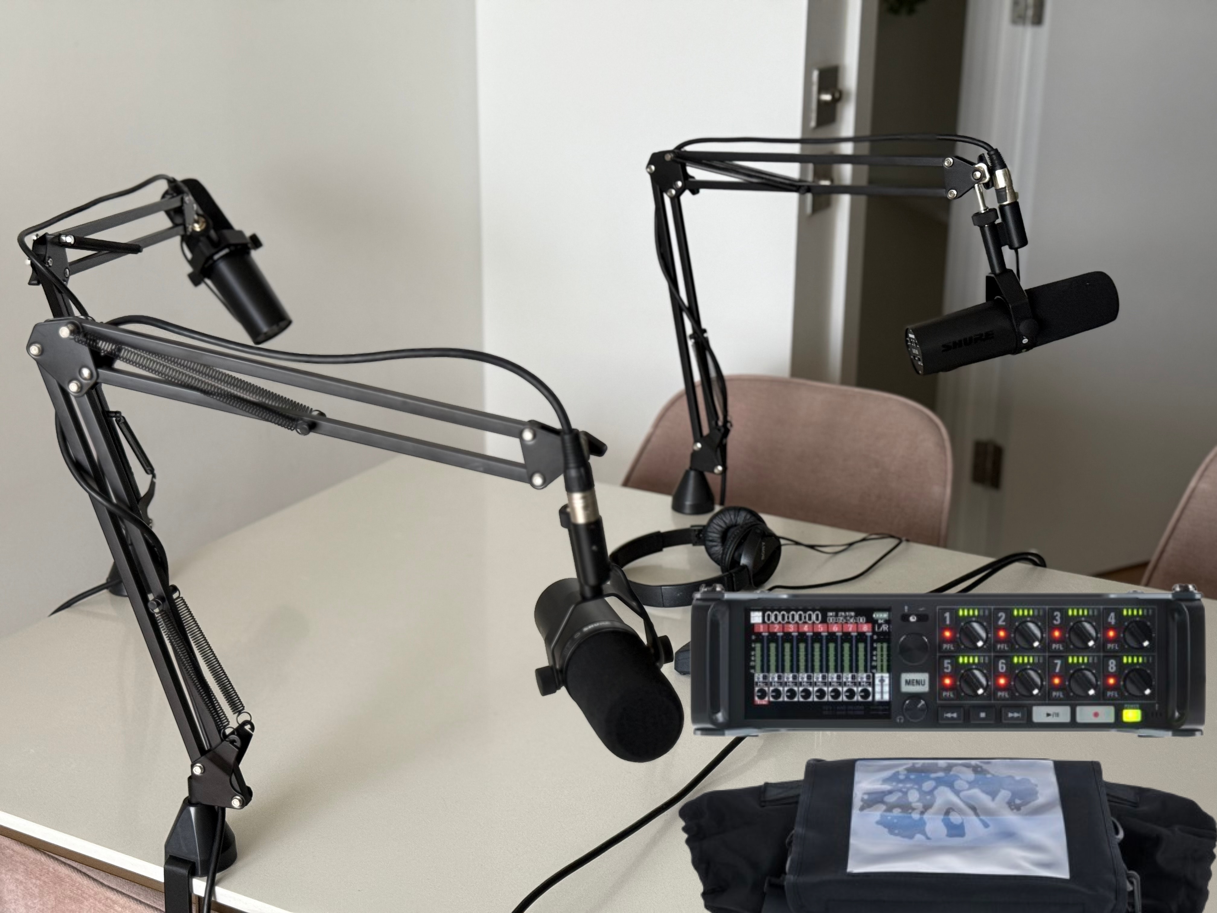 X3 podcast mics with recorder boudle 