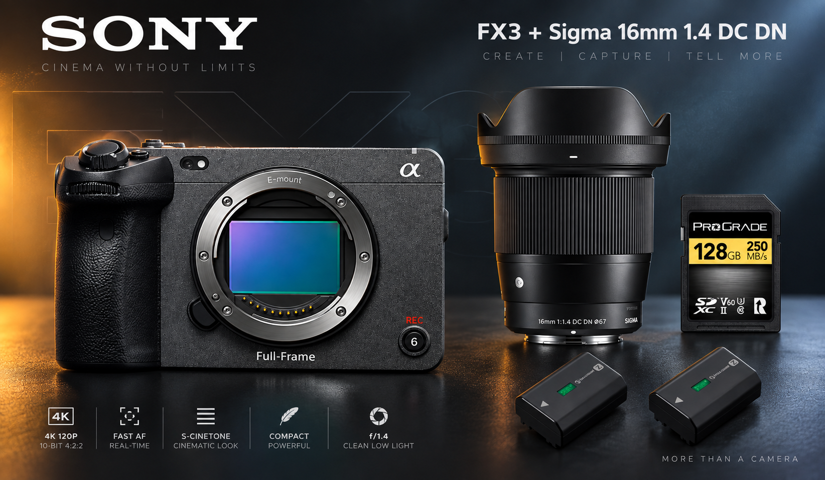Sony fx 3 + 16mm sigma lens f1.8